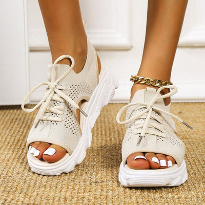 Hannah | Dames gebreide comfort plateausandalen