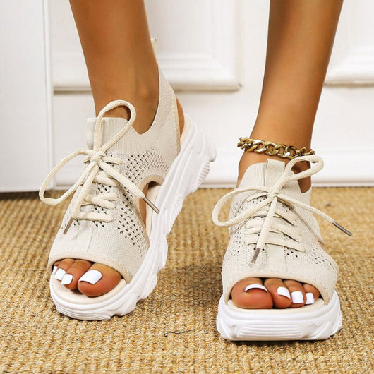 Hannah | Dames gebreide comfort plateausandalen