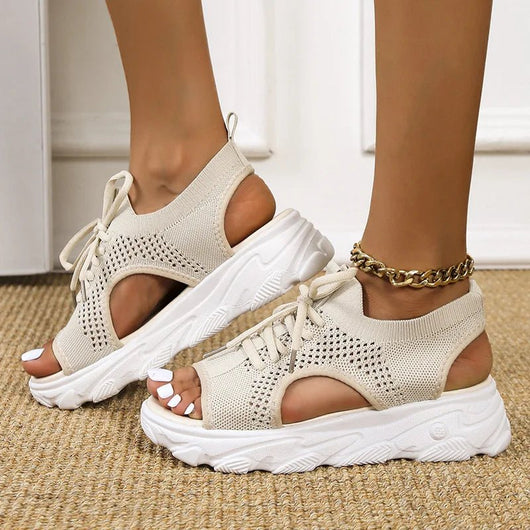 Hannah | Dames gebreide comfort plateausandalen