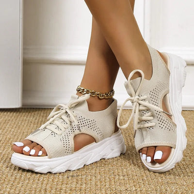 Hannah | Dames gebreide comfort plateausandalen