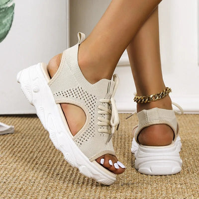 Hannah | Dames gebreide comfort plateausandalen
