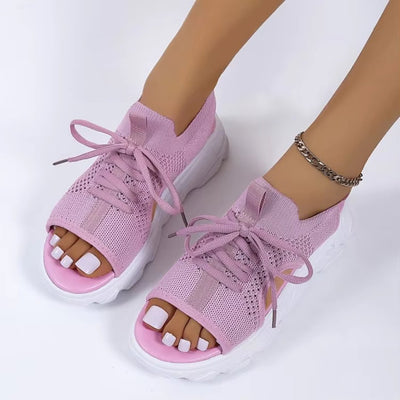 Hannah | Dames gebreide comfort plateausandalen