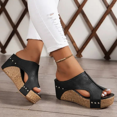 Nora | Dames comfort sandaletten met sleehak en plateau