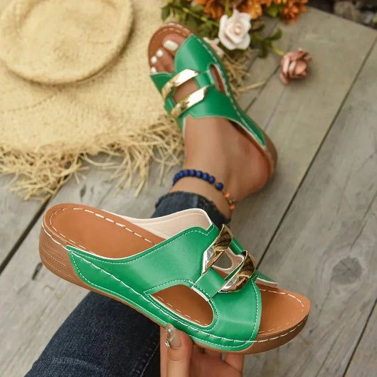 Nora | Dames vegan comfort instapsandalen met sleehak