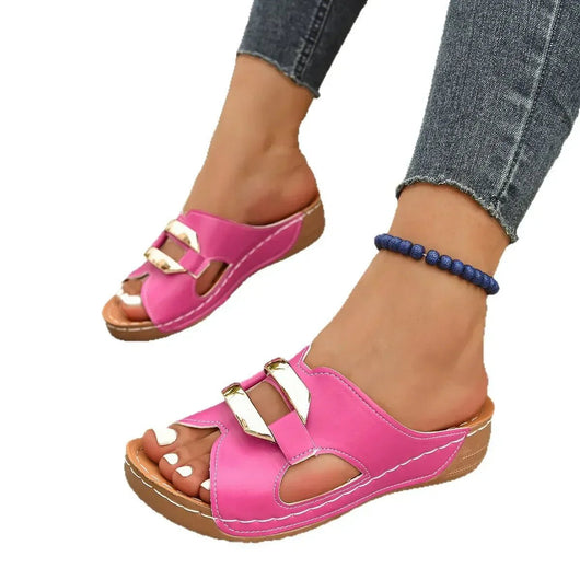 Nora | Dames vegan comfort instapsandalen met sleehak