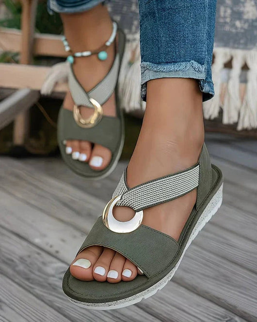 Elisabeth | Dames comfortsandalen met metalen gesp en voetboogsteun