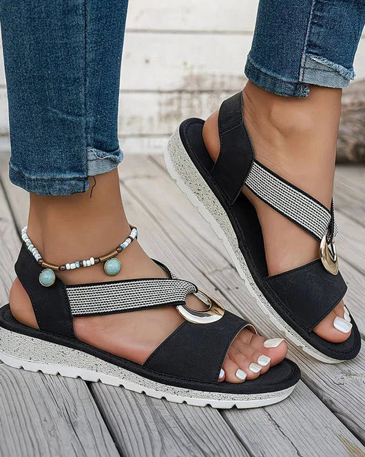 Elisabeth | Dames comfortsandalen met metalen gesp en voetboogsteun