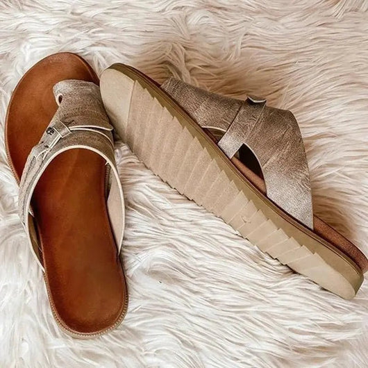 Sophie | Dames comfortsandalen van veganleer met open teen