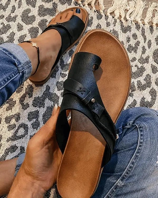 Sophie | Dames comfortsandalen van veganleer met open teen