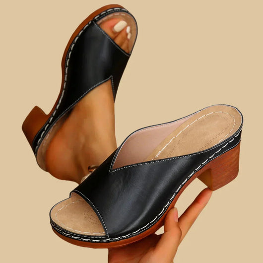 Sophie | Dames comfort muiltjes met blokhak