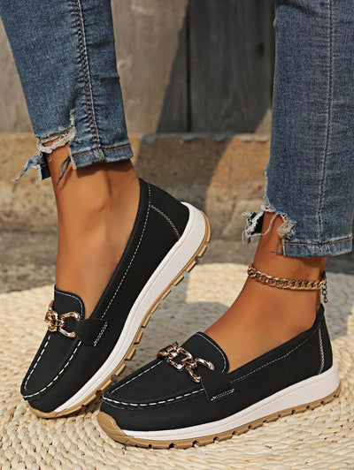 Leonie | Dames comfort loafers met antislipzool en gouden detail