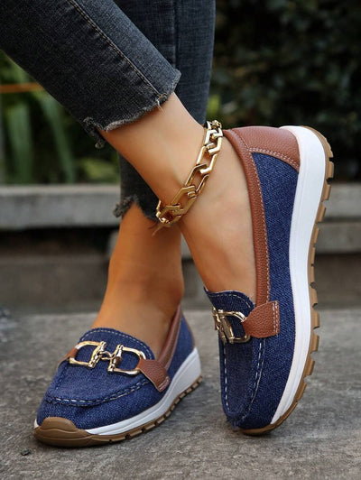 Leonie | Dames comfort loafers met antislipzool en gouden detail