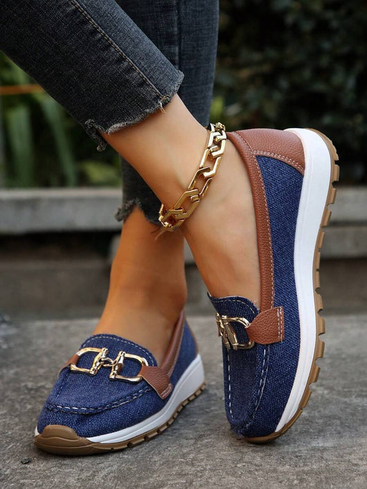 Leonie | Dames comfort loafers met antislipzool en gouden detail