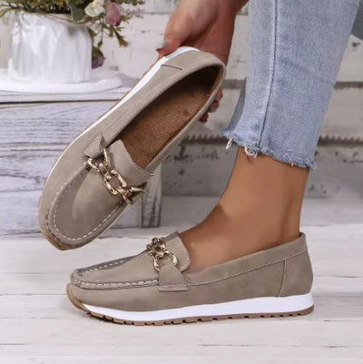 Leonie | Dames comfort loafers met antislipzool en gouden detail