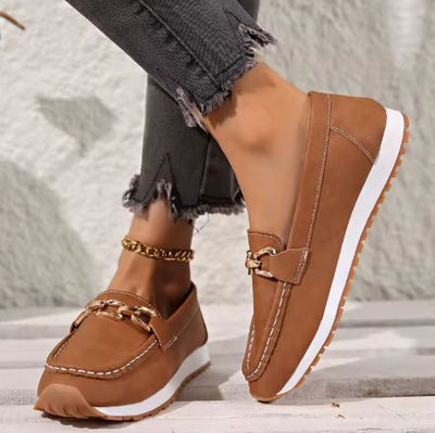 Leonie | Dames comfort loafers met antislipzool en gouden detail