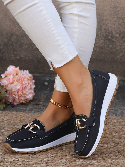 Leonie | Dames comfort loafers met antislipzool en gouden detail