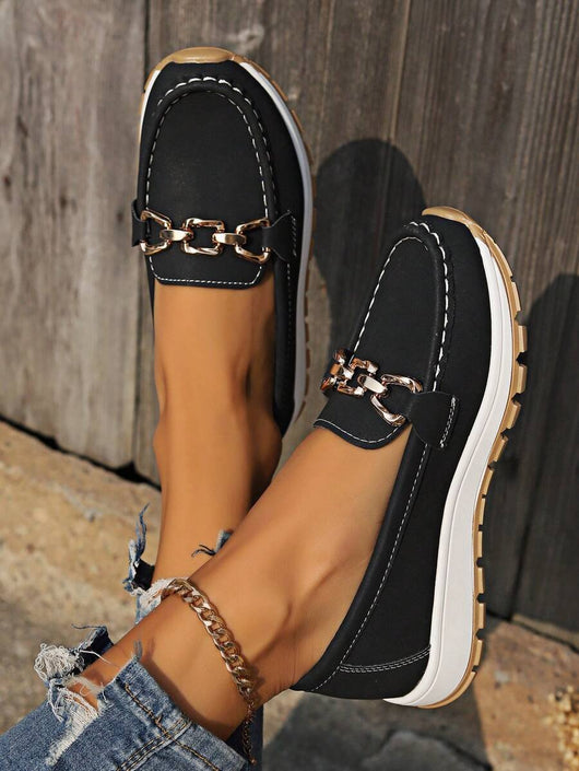 Leonie | Dames comfort loafers met antislipzool en gouden detail
