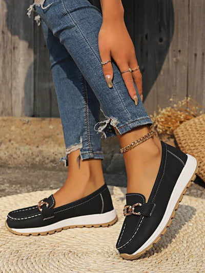 Leonie | Dames comfort loafers met antislipzool en gouden detail