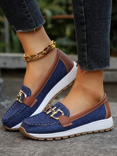 Leonie | Dames comfort loafers met antislipzool en gouden detail