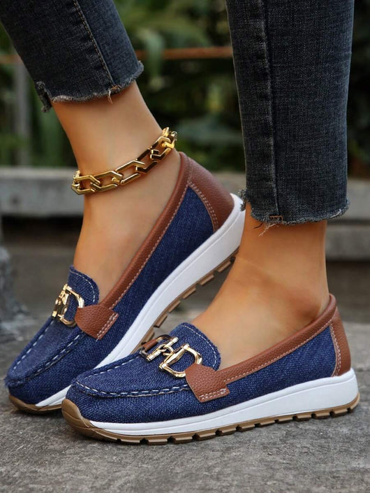Leonie | Dames comfort loafers met antislipzool en gouden detail