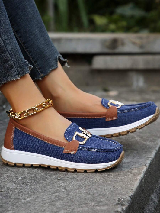 Leonie | Dames comfort loafers met antislipzool en gouden detail