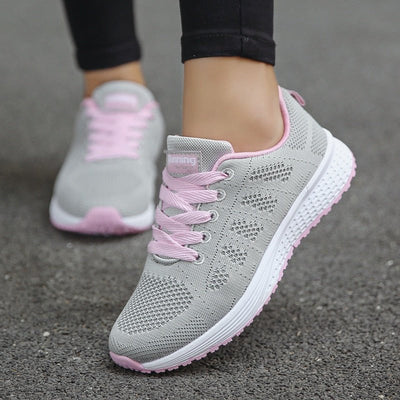 Leonie | Dames comfort sneakers met veters en ademend gebreid bovenwerk