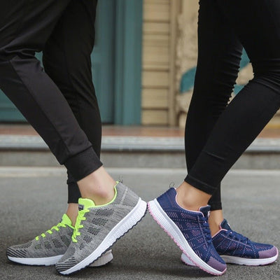 Leonie | Dames comfort sneakers met veters en ademend gebreid bovenwerk