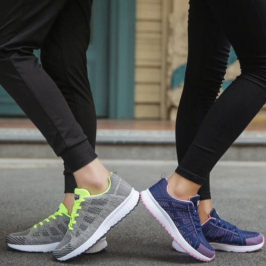 Leonie | Dames comfort sneakers met veters en ademend gebreid bovenwerk