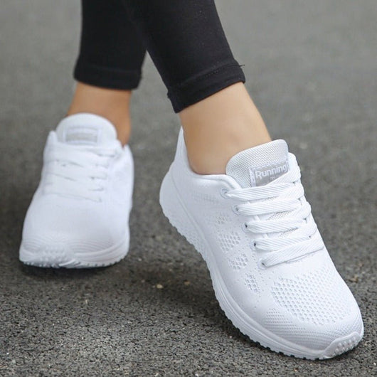 Leonie | Dames comfort sneakers met veters en ademend gebreid bovenwerk