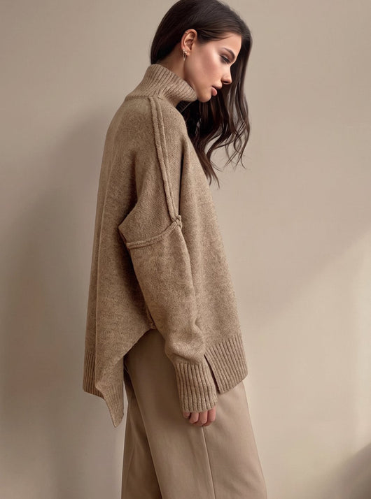 Sophie | Oversized dames gebreide loungeset met col en wijde broek