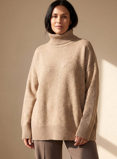 Sophie | Oversized dames gebreide loungeset met col en wijde broek