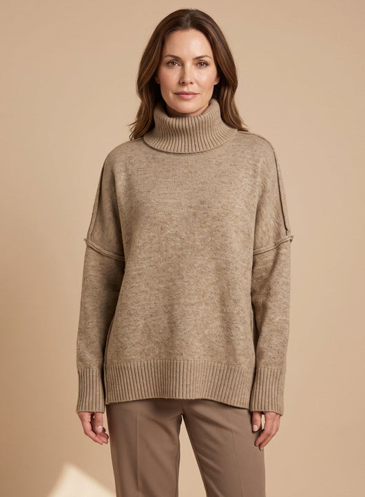 Sophie | Oversized dames gebreide loungeset met col en wijde broek