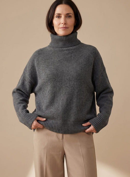 Sophie | Oversized dames gebreide loungeset met col en wijde broek