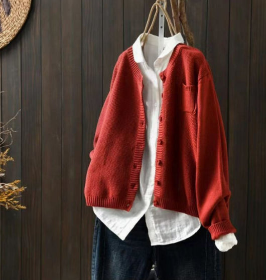 Luisa | Oversized dames gebreid vest met knoopsluiting en zak