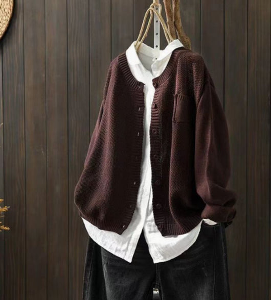 Luisa | Oversized dames gebreid vest met knoopsluiting en zak