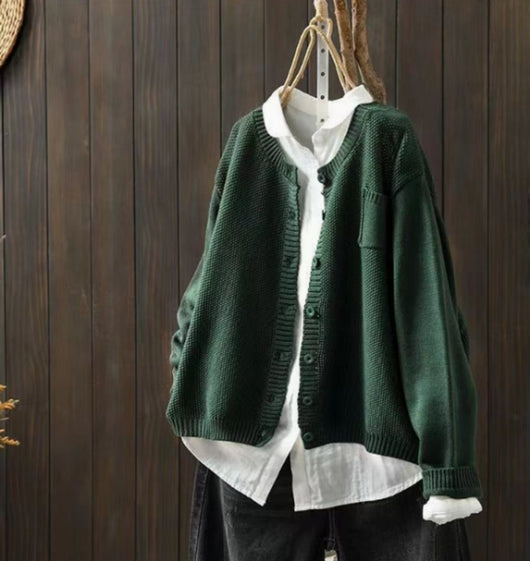 Luisa | Oversized dames gebreid vest met knoopsluiting en zak