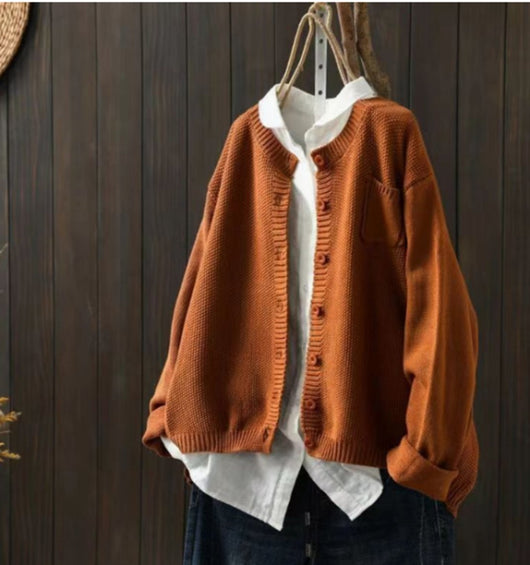 Luisa | Oversized dames gebreid vest met knoopsluiting en zak