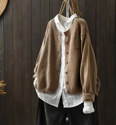 Luisa | Oversized dames gebreid vest met knoopsluiting en zak