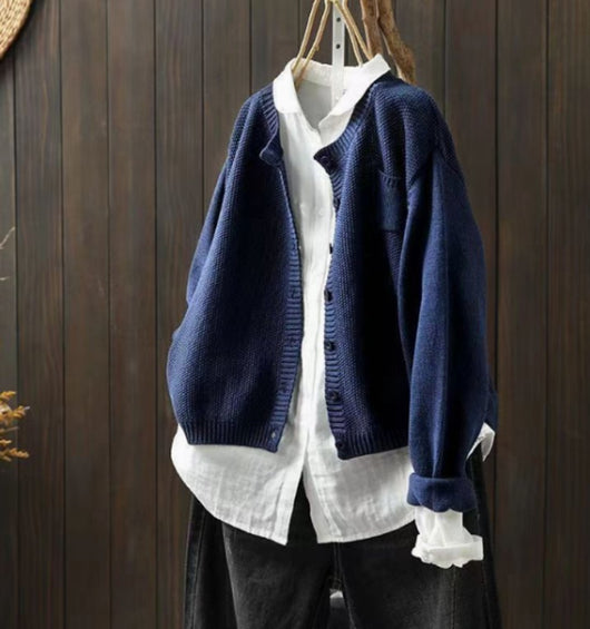 Luisa | Oversized dames gebreid vest met knoopsluiting en zak