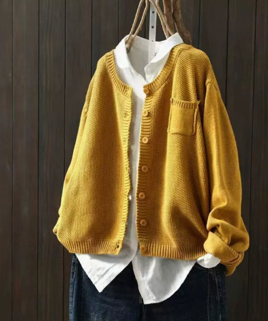 Luisa | Oversized dames gebreid vest met knoopsluiting en zak