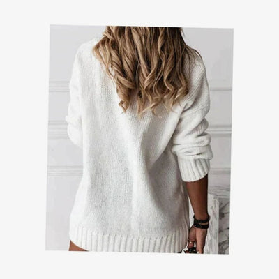 Frieda | Oversized dames gebreide trui met v-hals en lange mouwen