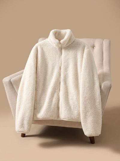 Annika | Oversized dames fleecejas met opstaande kraag en rits