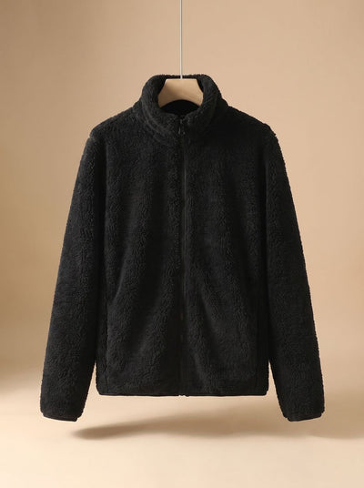 Annika | Oversized dames fleecejas met opstaande kraag en rits
