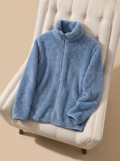 Annika | Oversized dames fleecejas met opstaande kraag en rits