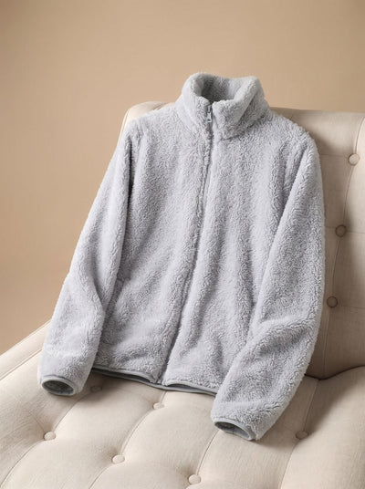 Annika | Oversized dames fleecejas met opstaande kraag en rits