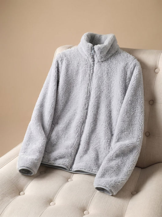 Annika | Oversized dames fleecejas met opstaande kraag en rits