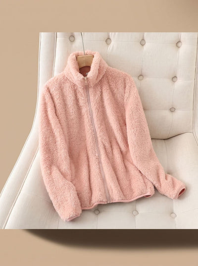 Annika | Oversized dames fleecejas met opstaande kraag en rits