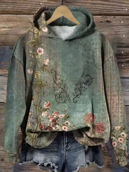 Elisabeth | Oversized dames gebreide hoodie met bloemendessin