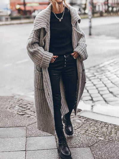 Marlene | Oversized dames grofgebreid vest met revers en knopen