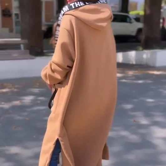Marlene | Oversized lange dames hoodiejas met capuchon